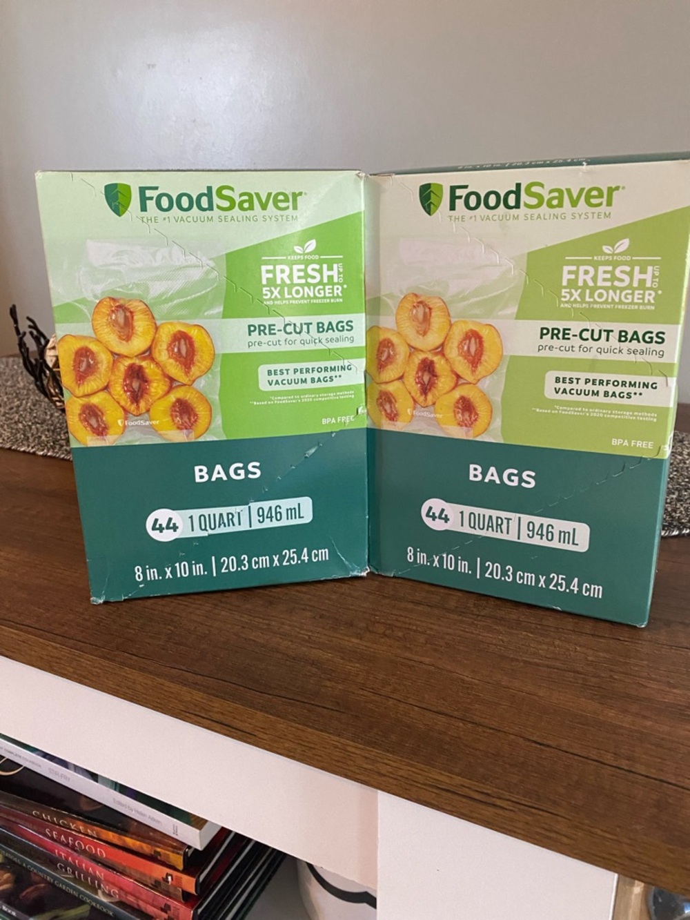 FoodSaver Pre-Cut Vacuum Bags Quart Size -2 boxes, retail for $24.95 each.